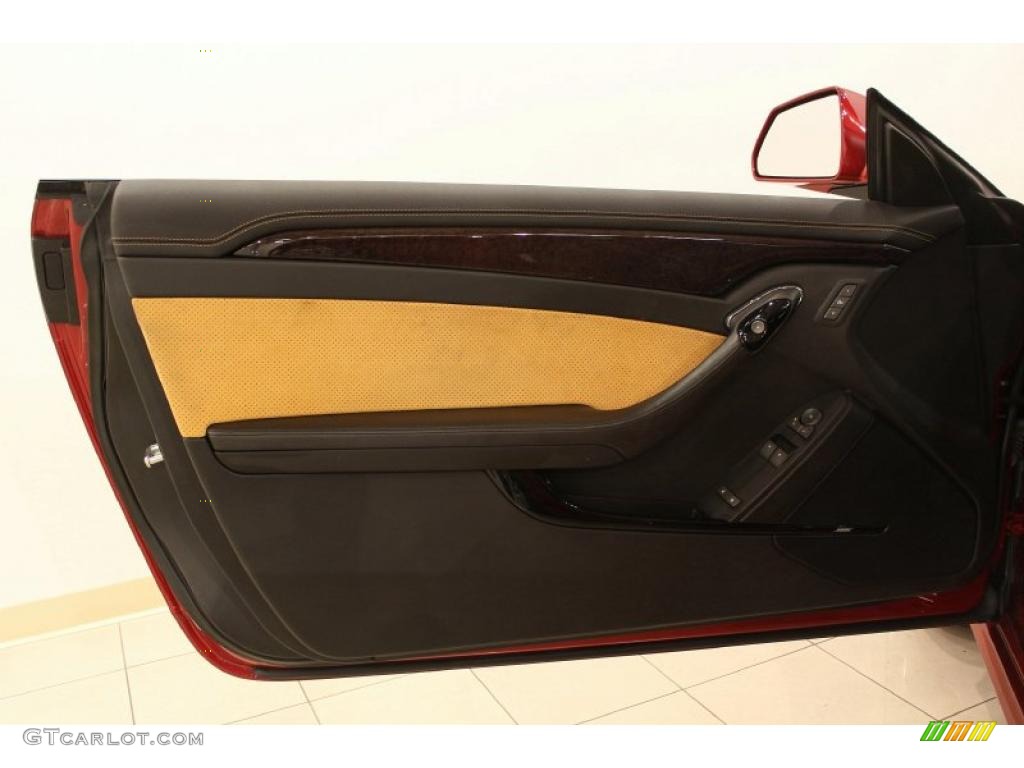 2011 Cadillac CTS -V Coupe Ebony/Saffron Door Panel Photo #48988532