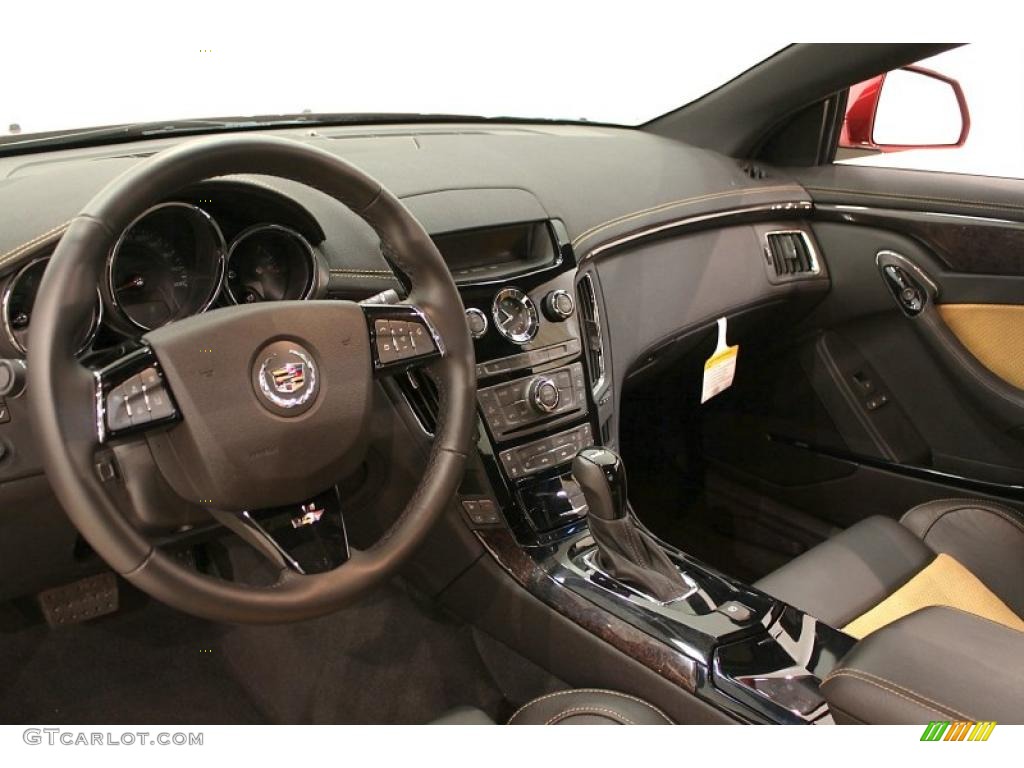 2011 Cadillac CTS -V Coupe Ebony/Saffron Dashboard Photo #48988619