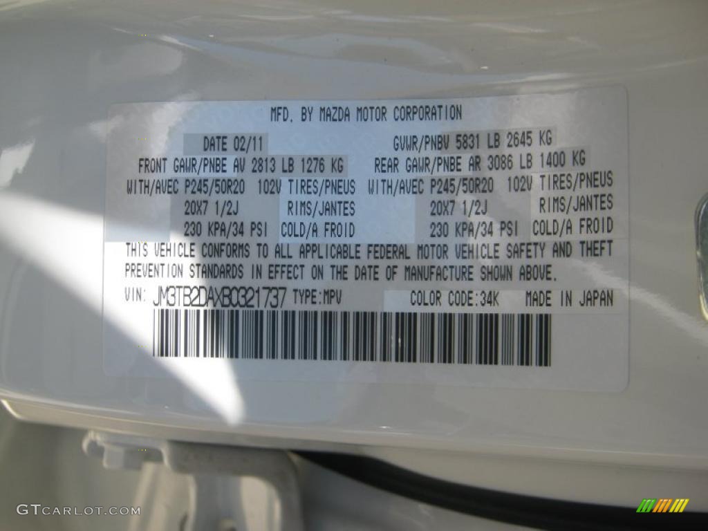 2011 CX-9 Grand Touring - Crystal White Pearl Mica / Sand photo #28