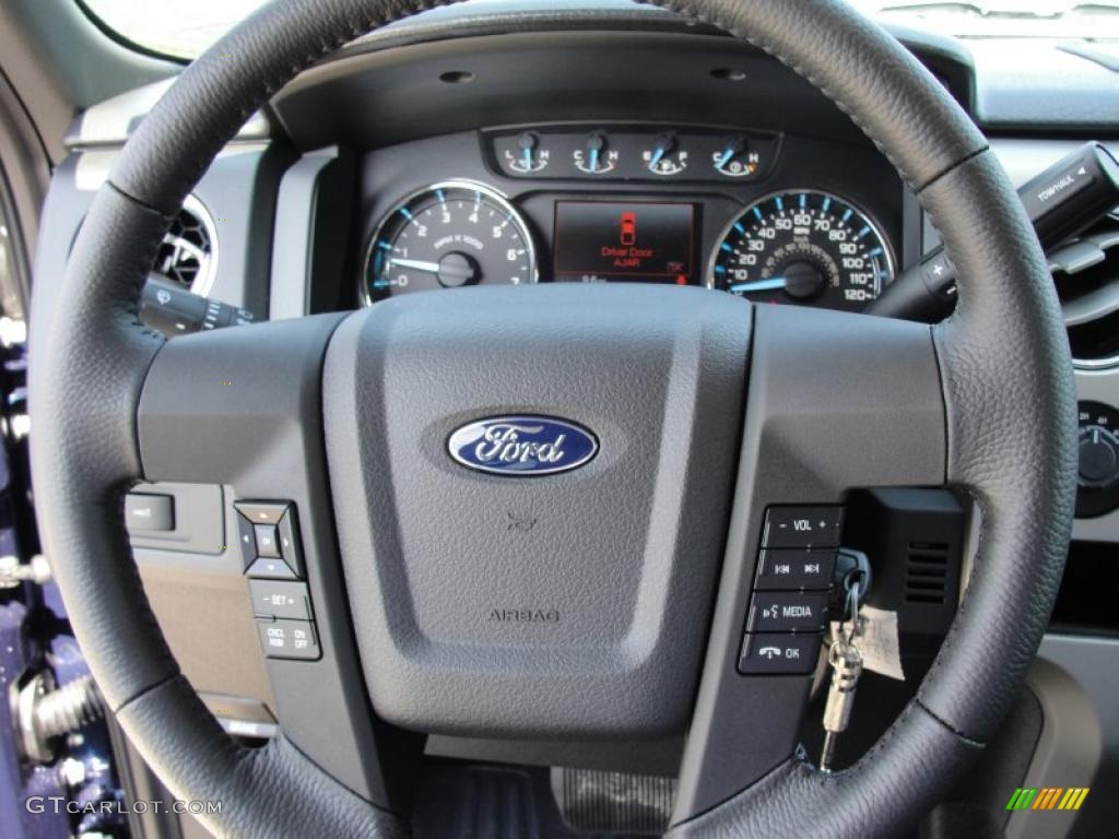2011 Ford F150 XLT SuperCrew 4x4 Steel Gray Steering Wheel Photo #48995174