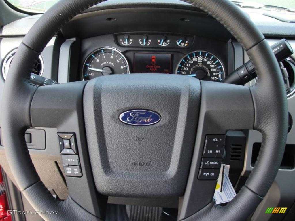 2011 Ford F150 XLT SuperCab Steel Gray Steering Wheel Photo #48998146
