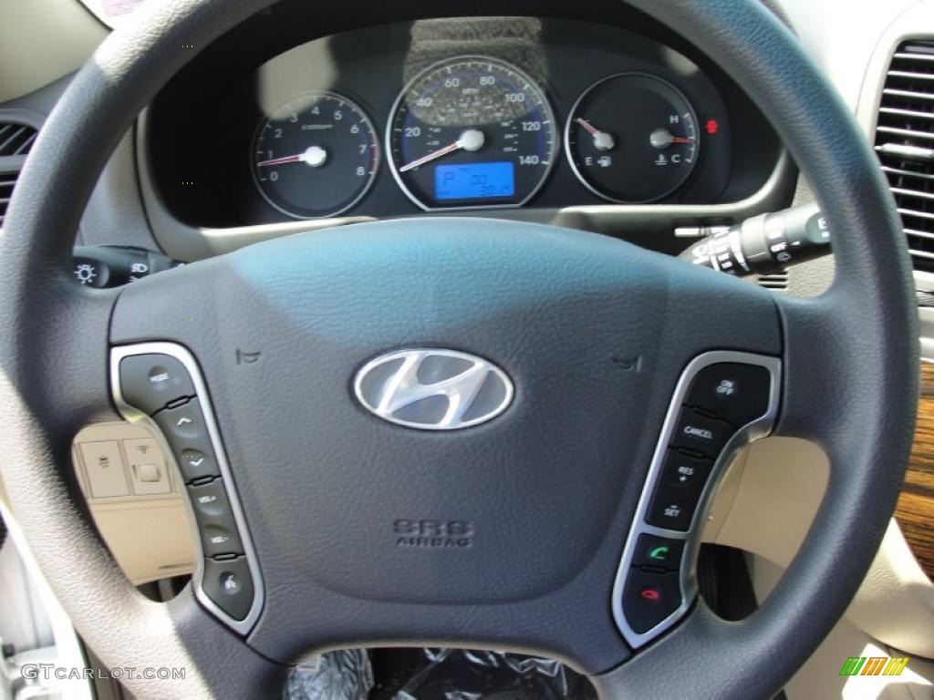 2011 Hyundai Santa Fe GLS Beige Steering Wheel Photo #48999230