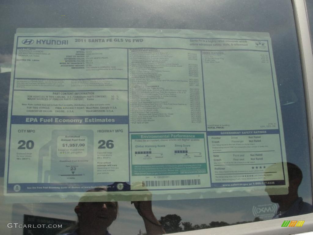 2011 Hyundai Santa Fe GLS Window Sticker Photo #48999278