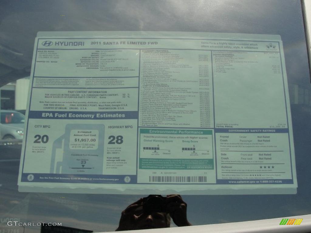2011 Hyundai Santa Fe Limited Window Sticker Photo #49000448