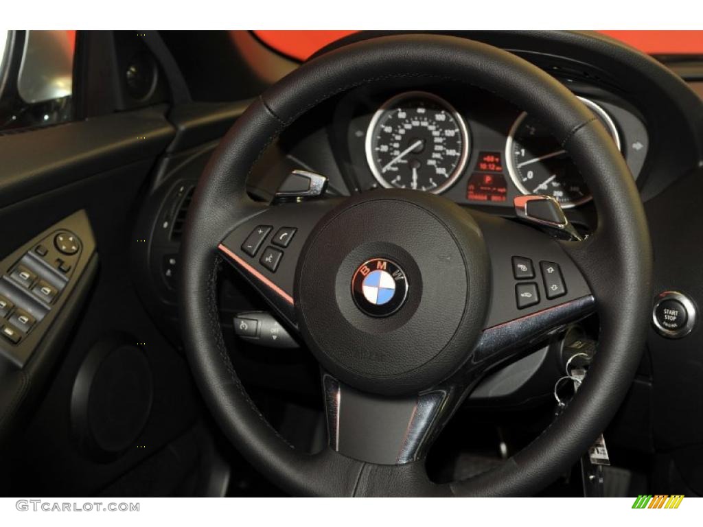 2010 BMW 6 Series 650i Convertible Black Steering Wheel Photo #49002122