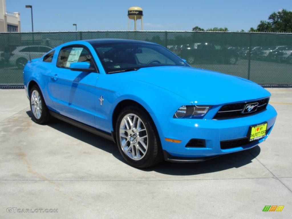 2012 Mustang V6 Premium Coupe - Grabber Blue / Charcoal Black photo #1