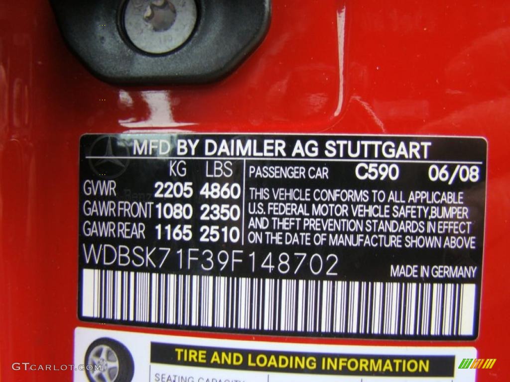 2009 SL Color Code 590 for Mars Red Photo #49006757