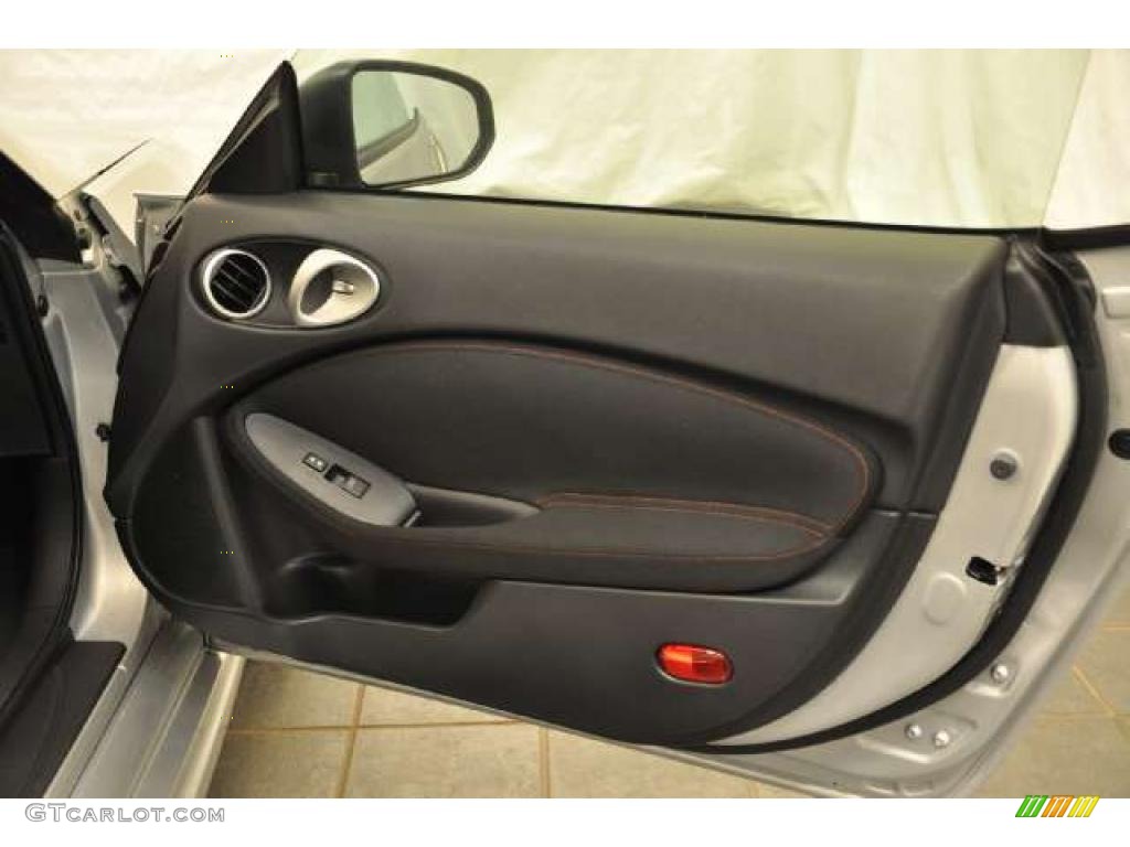 2009 Nissan 370Z NISMO Coupe NISMO Black/Red Door Panel Photo #49013648