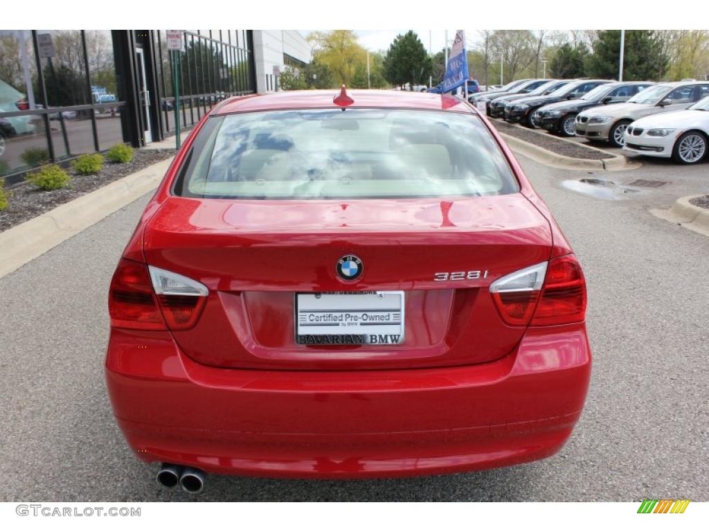 2008 3 Series 328i Sedan - Crimson Red / Beige photo #6