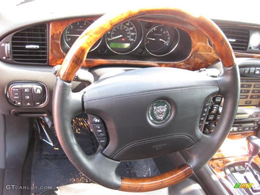 2005 Jaguar XJ XJR Charcoal Steering Wheel Photo #49025742