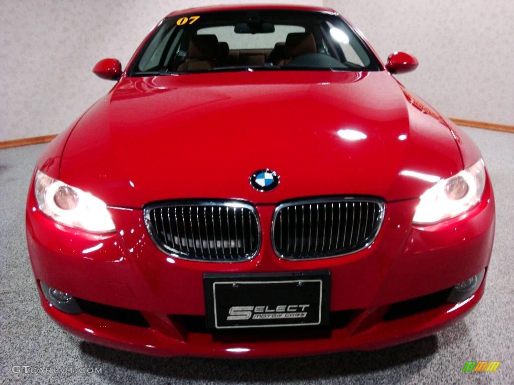 2007 3 Series 328xi Coupe - Crimson Red / Saddle Brown/Black photo #2