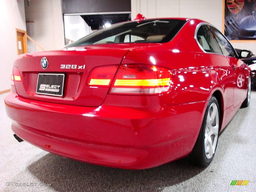 2007 3 Series 328xi Coupe - Crimson Red / Saddle Brown/Black photo #7