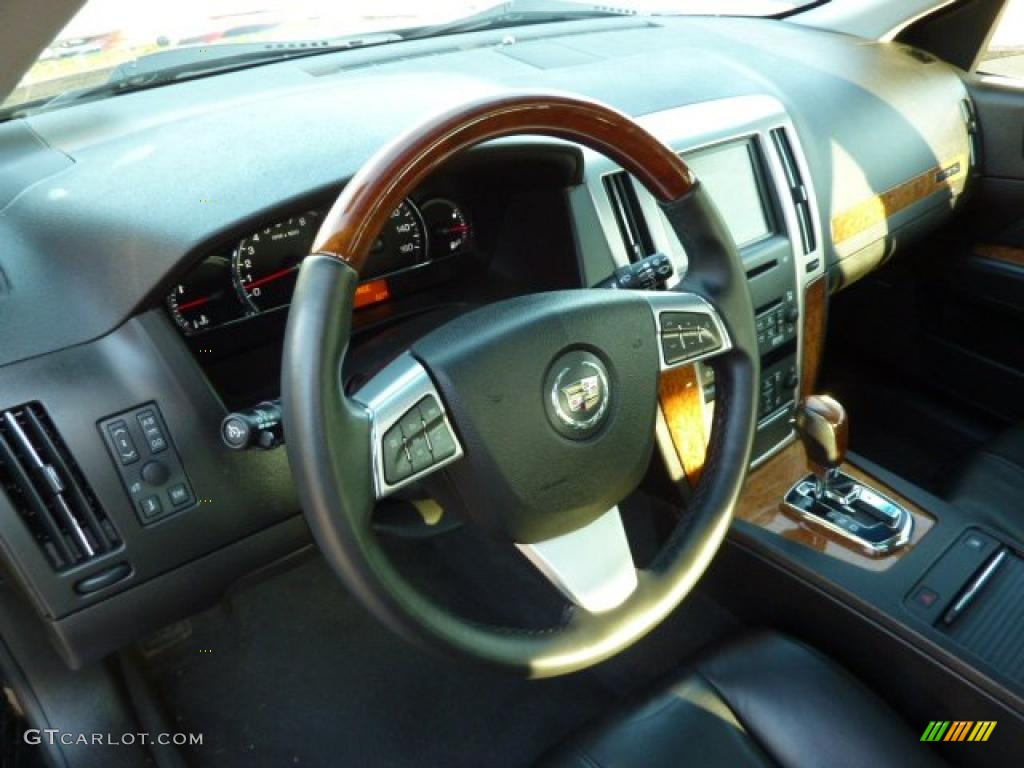 2008 Cadillac STS 4 V6 AWD Ebony Steering Wheel Photo #49035993