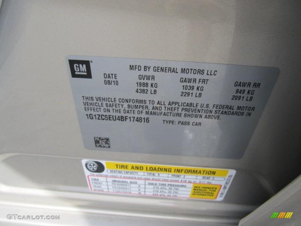2011 Chevrolet Malibu LT Info Tag Photo #49040120