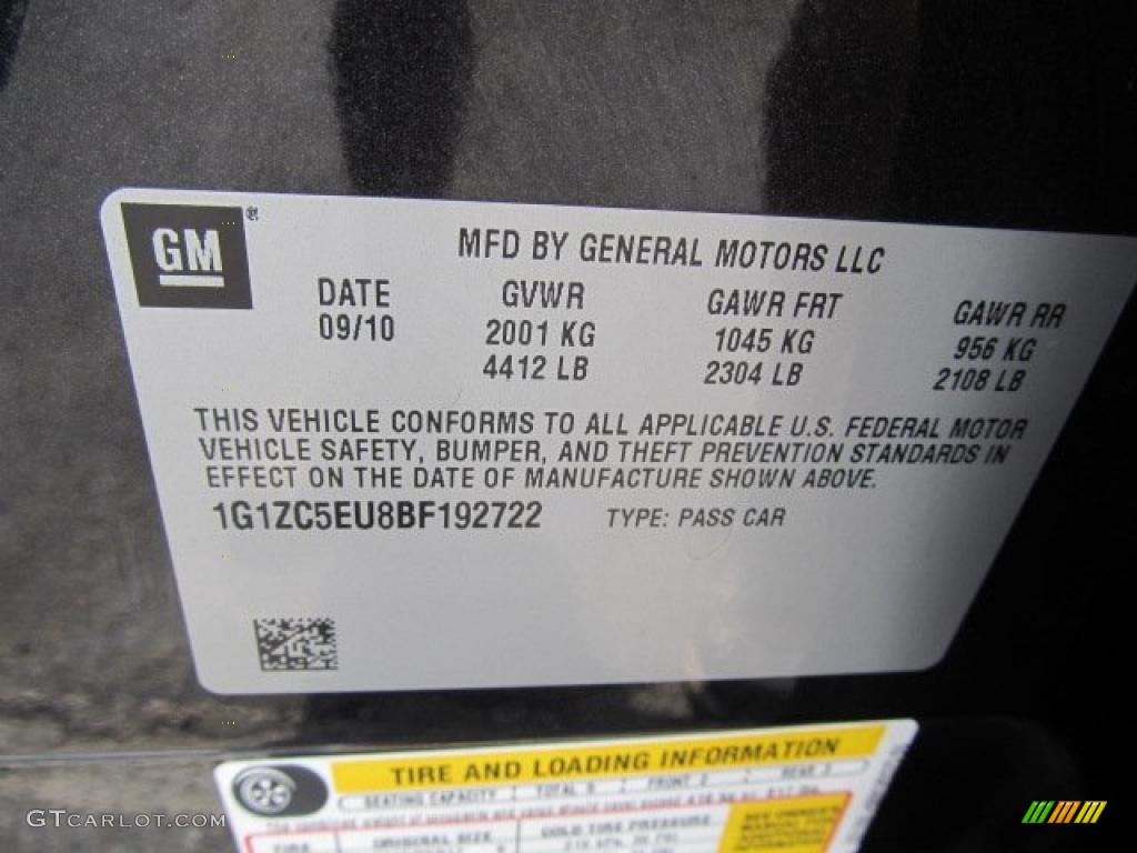 2011 Chevrolet Malibu LT Info Tag Photo #49041213