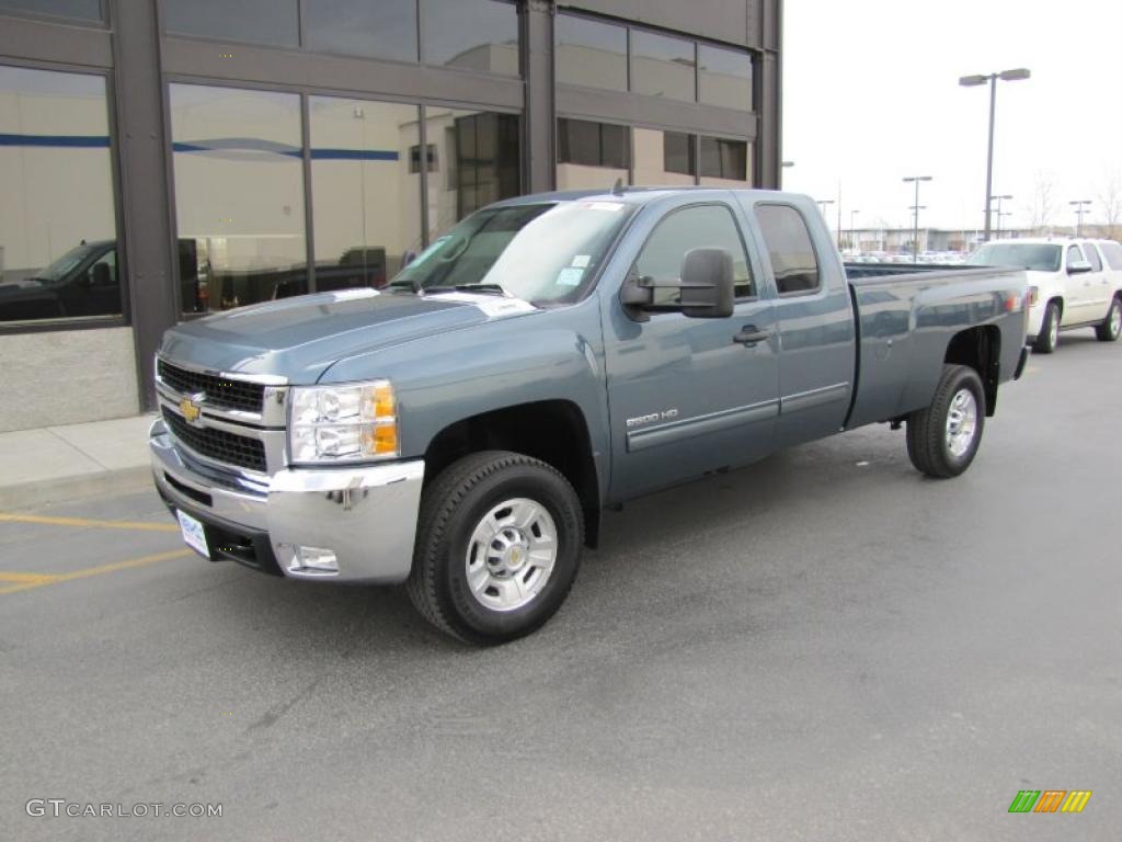 2010 Silverado 2500HD LT Extended Cab 4x4 - Blue Granite Metallic / Ebony photo #1