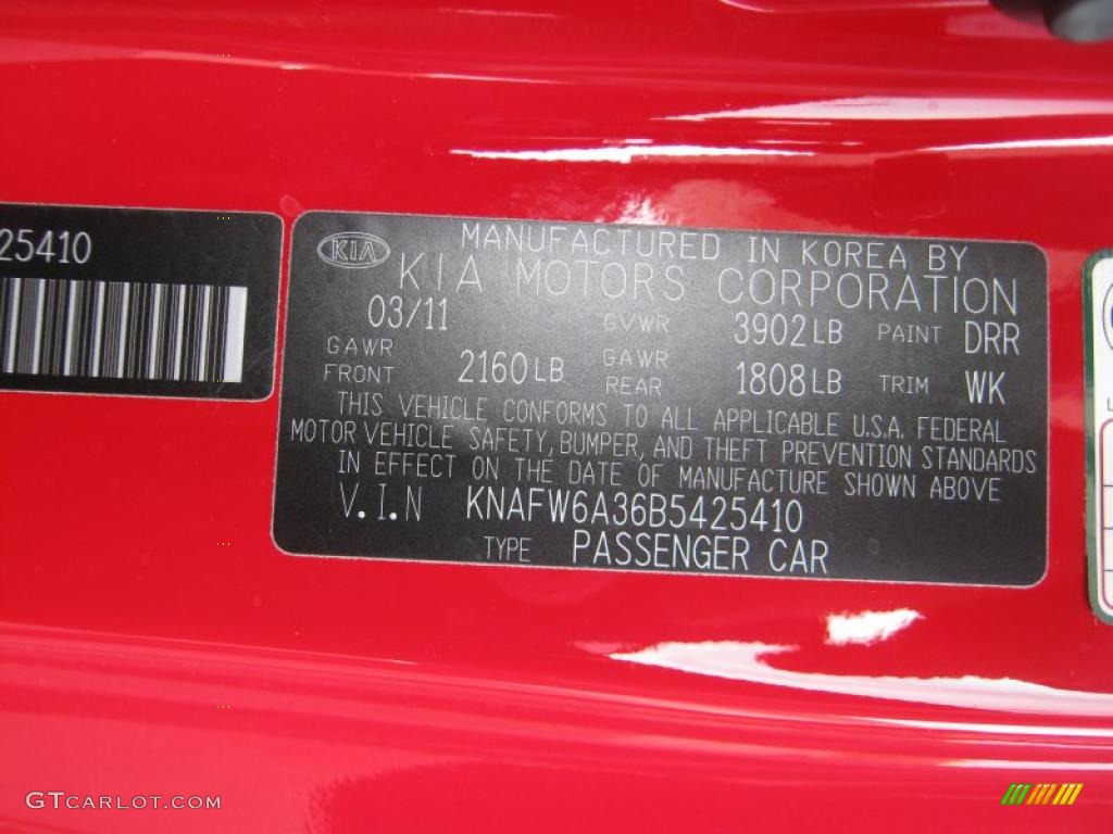 2011 Forte Koup Color Code DRR for Racing Red Photo #49044591