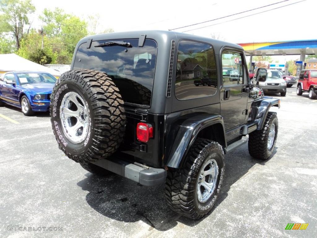 2002 Wrangler Sahara 4x4 - Black / Camel Beige/Dark Green photo #3