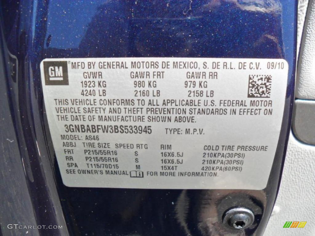 2011 HHR LT - Imperial Blue Metallic / Gray photo #6