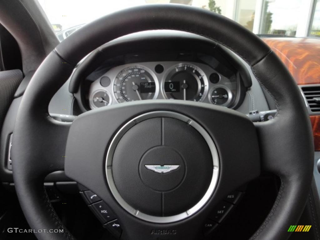 2009 Aston Martin DB9 Coupe Obsidian Black Steering Wheel Photo #49051893