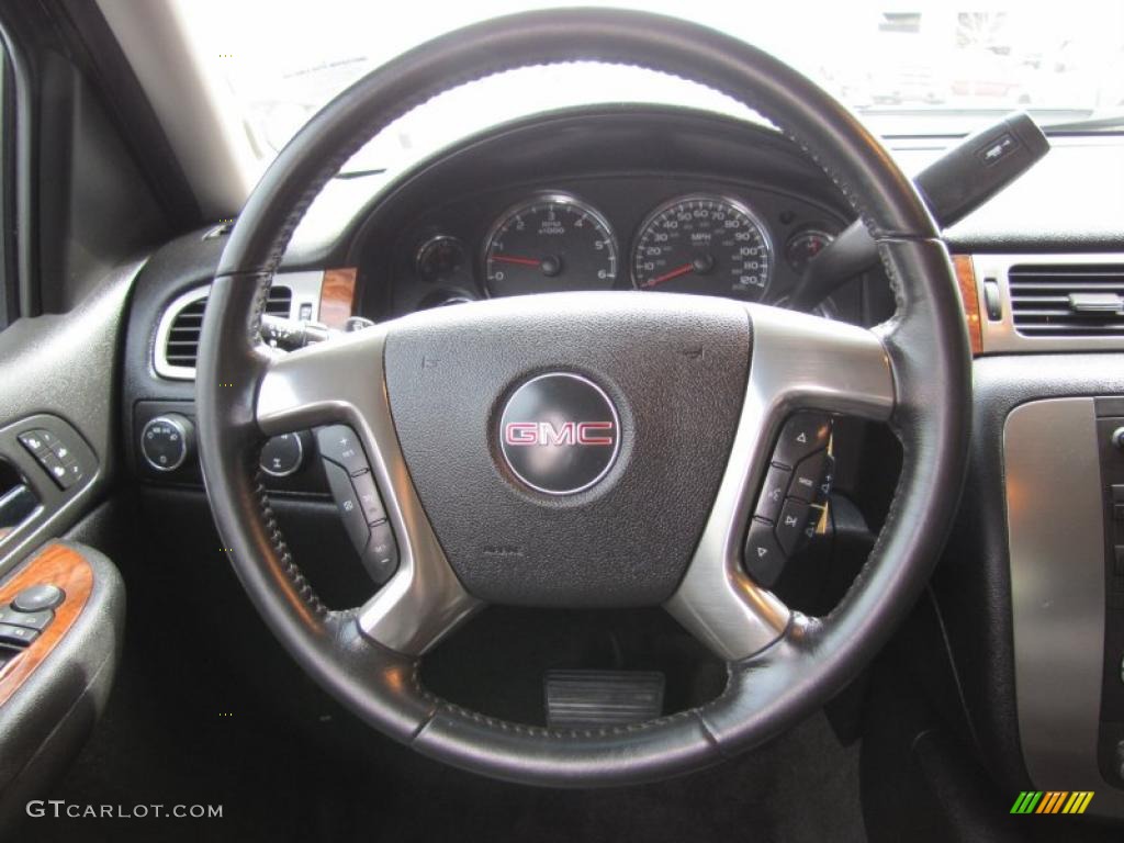 2007 GMC Yukon SLT 4x4 Ebony Black Steering Wheel Photo #49058258