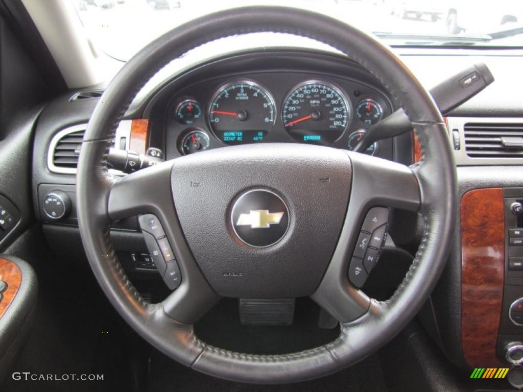 2009 Chevrolet Silverado 1500 LTZ Crew Cab 4x4 Ebony Steering Wheel Photo #49059449