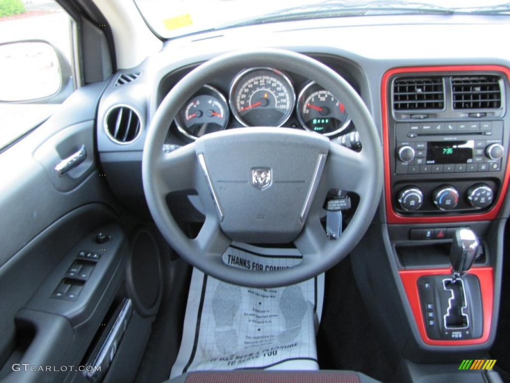 2011 Dodge Caliber Heat Dark Slate Gray/Red Steering Wheel Photo #49062644