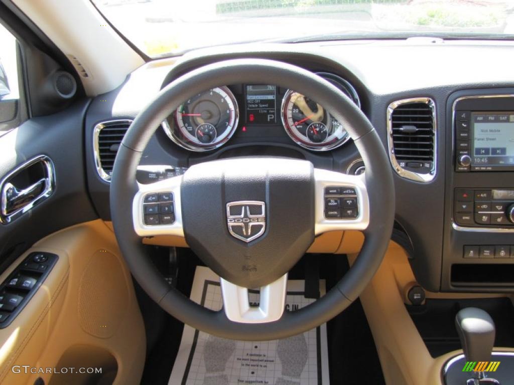 2011 Dodge Durango Citadel Black/Tan Steering Wheel Photo #49065725