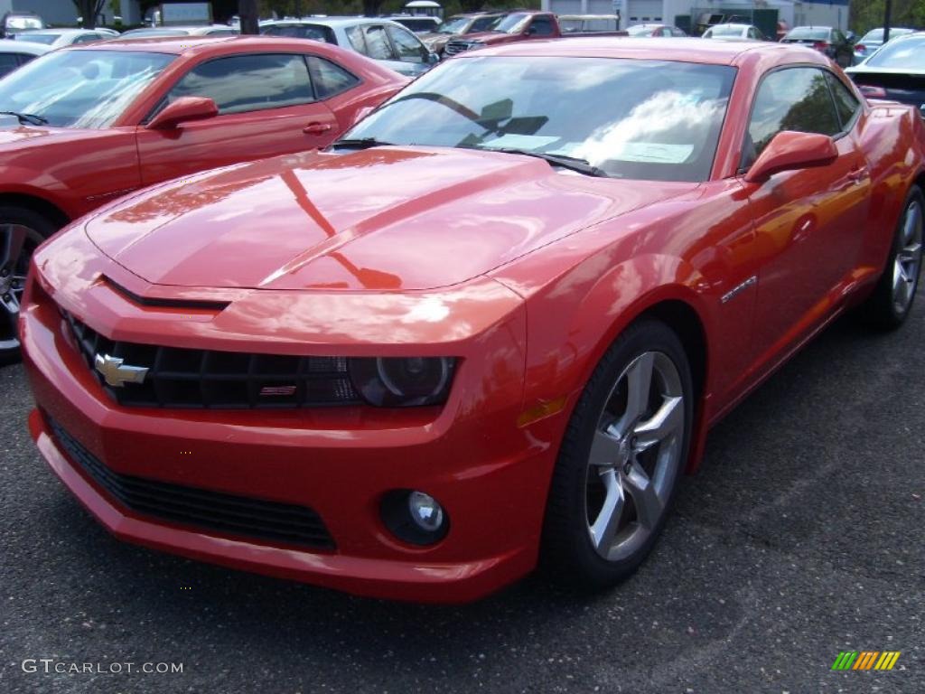 2011 Camaro SS/RS Coupe - Inferno Orange Metallic / Inferno Orange/Black photo #1