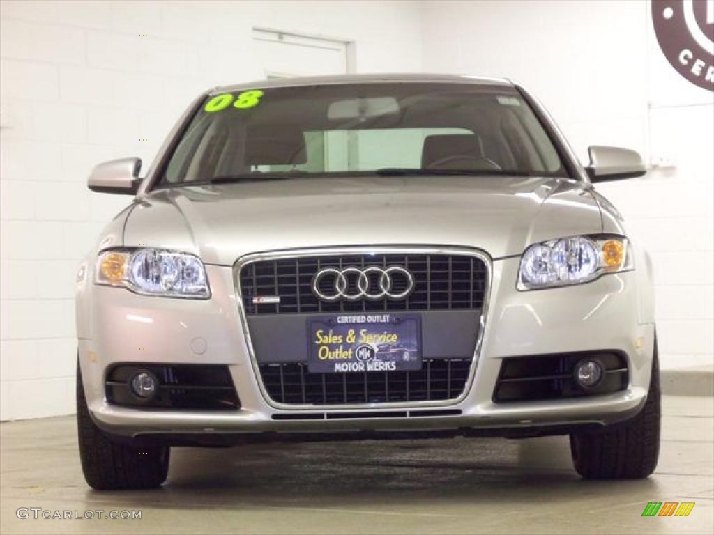 2008 A4 2.0T quattro S-Line Sedan - Light Silver Metallic / Black photo #2