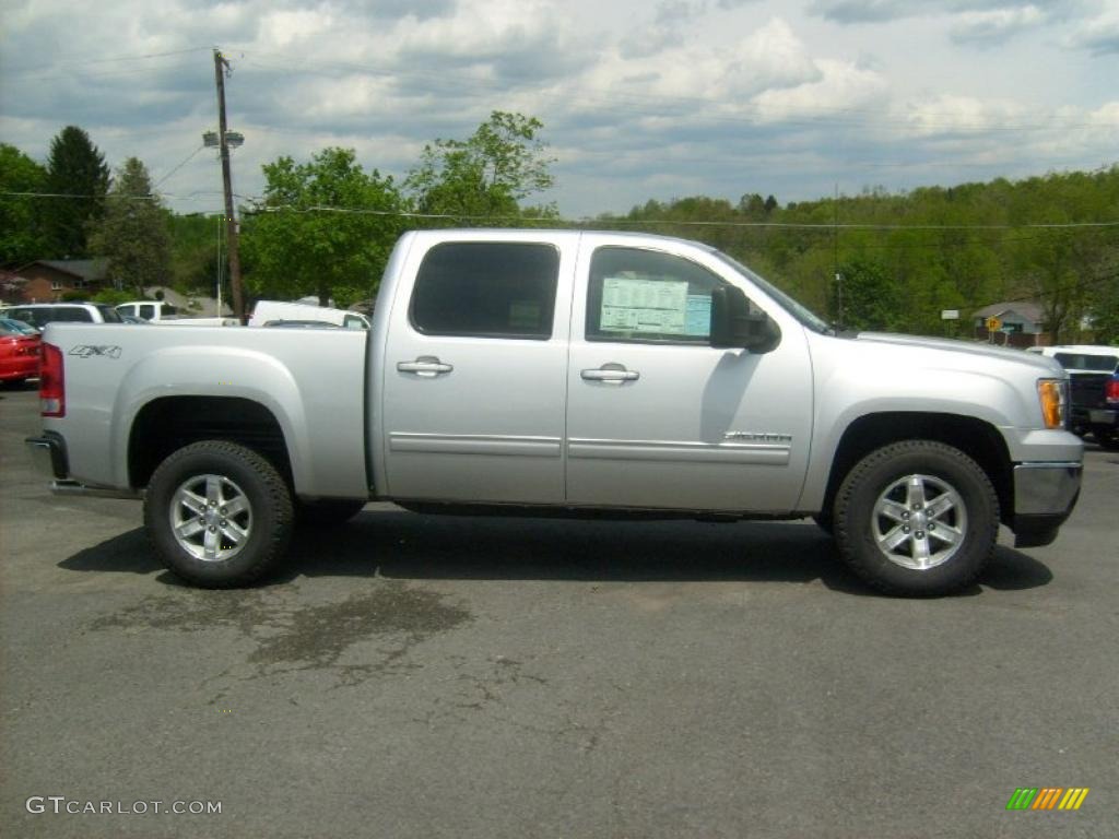 2011 Sierra 1500 SLT Crew Cab 4x4 - Pure Silver Metallic / Ebony photo #8