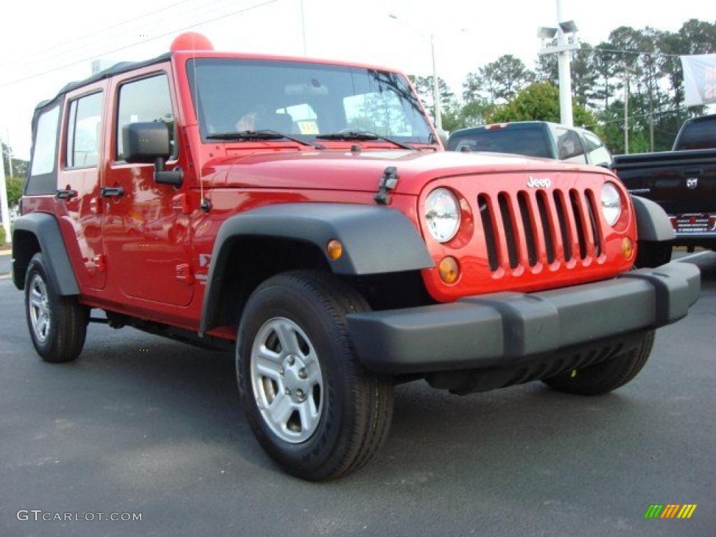 2009 Wrangler Unlimited X - Flame Red / Dark Slate Gray/Medium Slate Gray photo #1