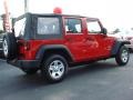 2009 Flame Red Jeep Wrangler Unlimited X  photo #2