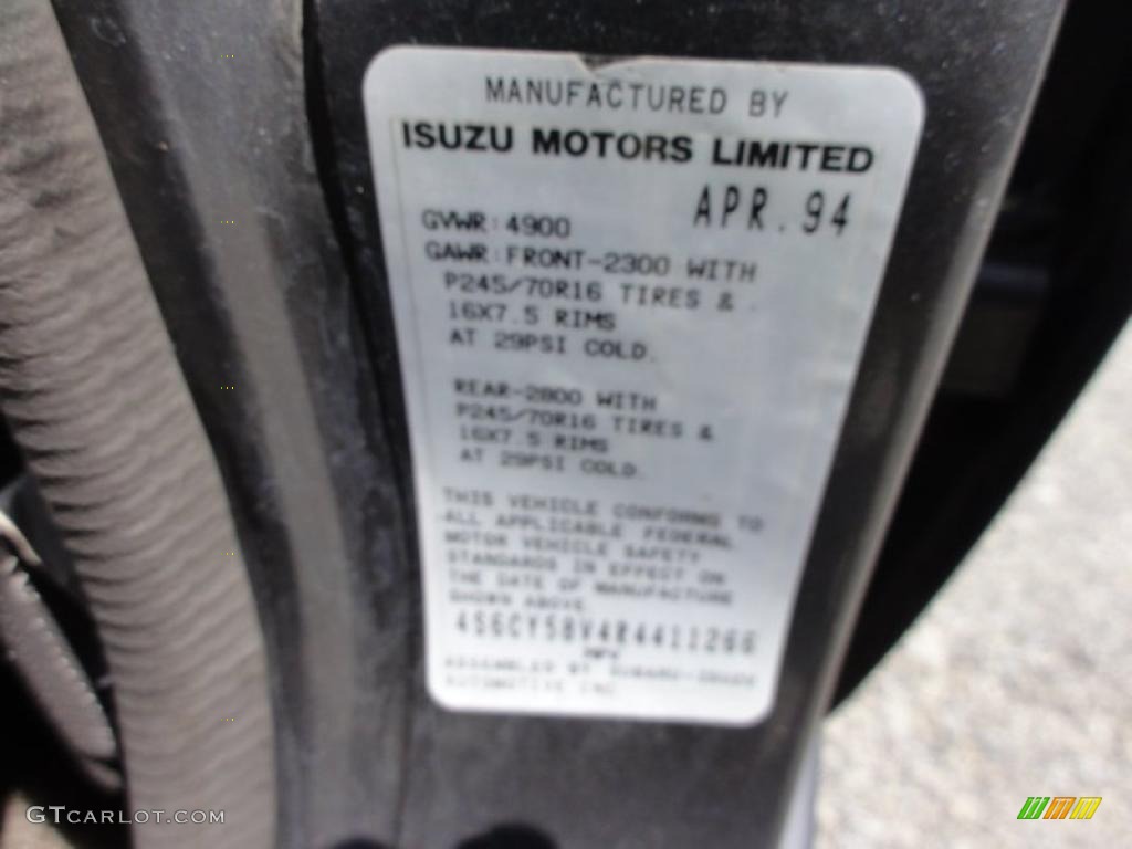 1994 Honda Passport LX 4x4 Info Tag Photo #49087752