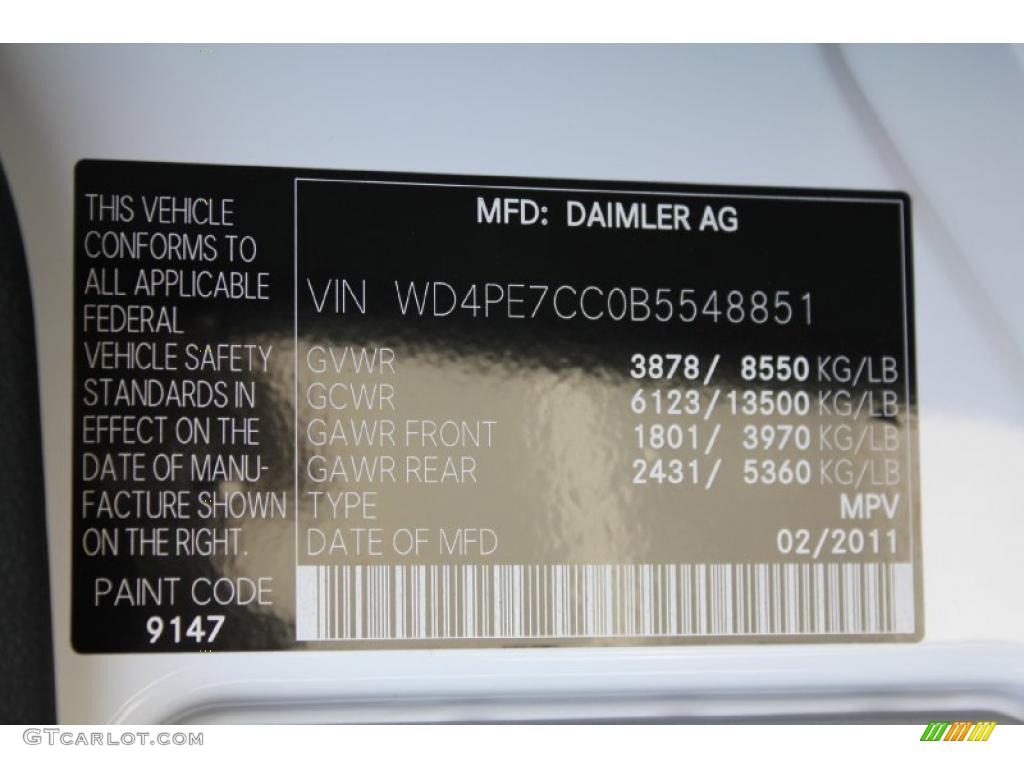 2011 Mercedes-Benz Sprinter 2500 High Roof Cargo Van Info Tag Photos