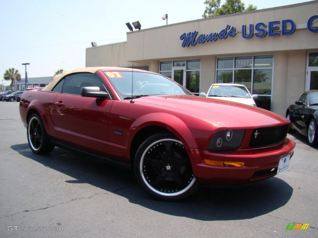 2007 Mustang V6 Premium Convertible - Redfire Metallic / Medium Parchment photo #28