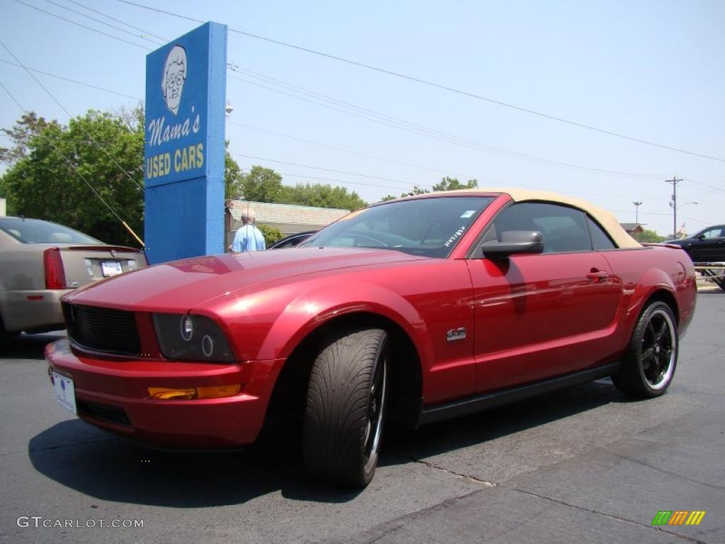 2007 Mustang V6 Premium Convertible - Redfire Metallic / Medium Parchment photo #29