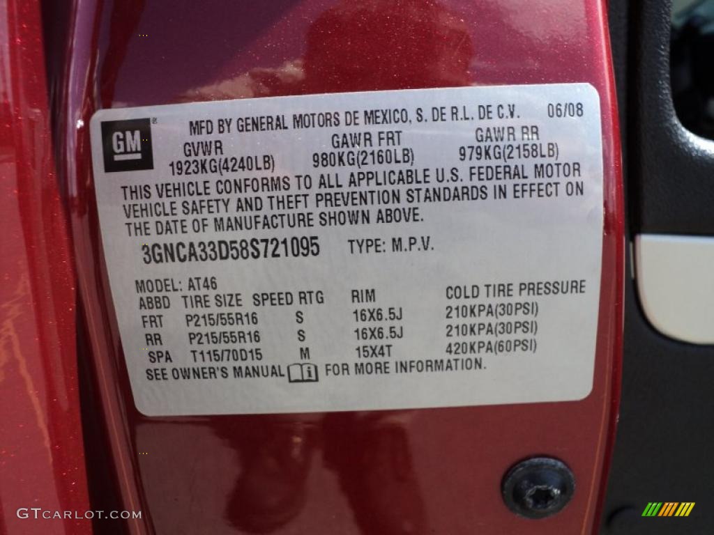 2008 Chevrolet HHR LS Info Tag Photo #49103564