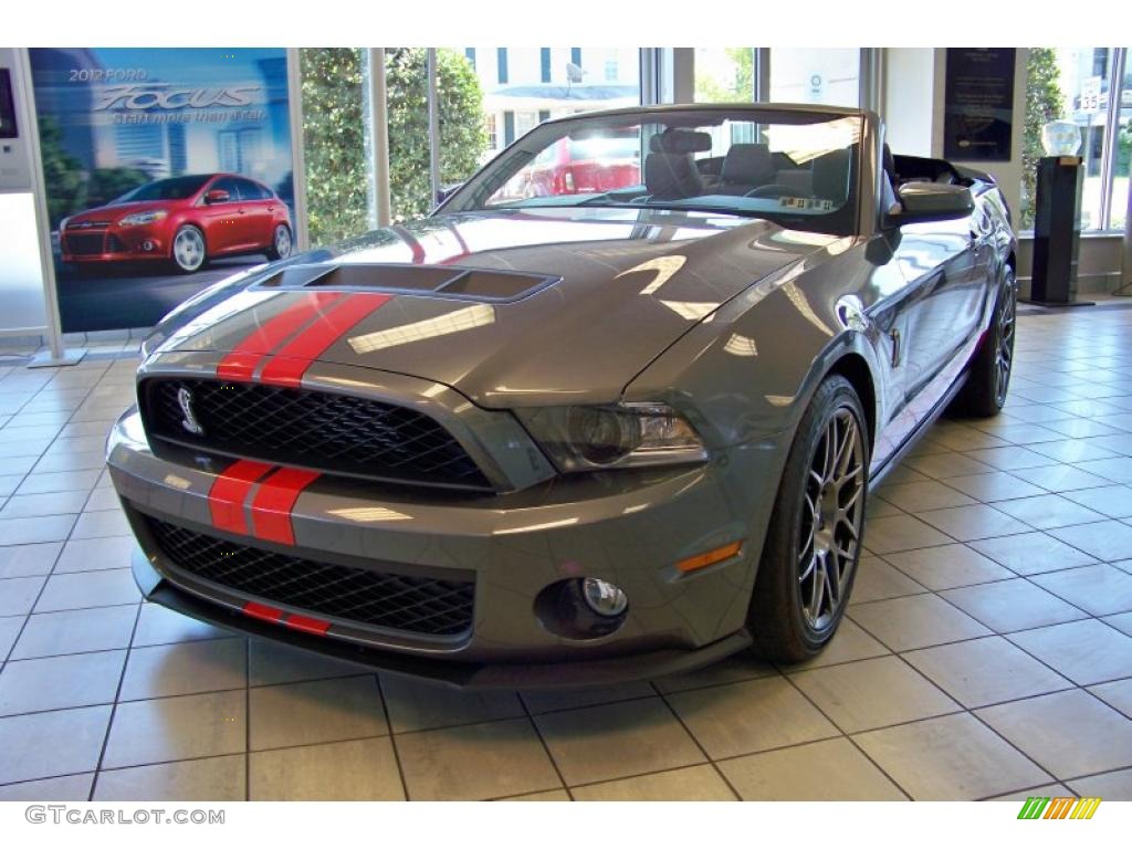 2011 Mustang Shelby GT500 SVT Performance Package Convertible - Sterling Gray Metallic / Charcoal Black/Red photo #2
