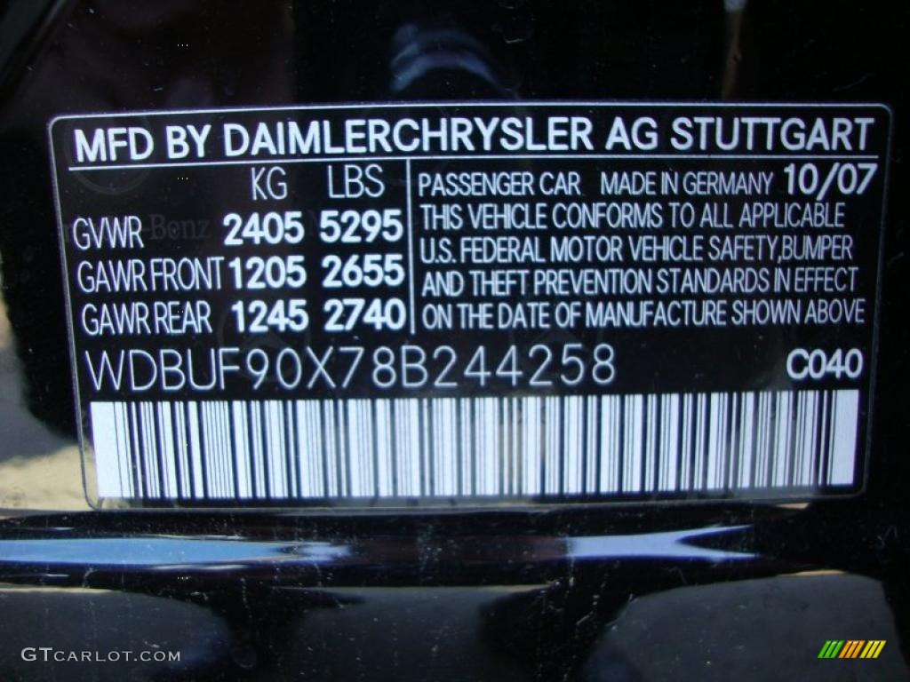 2008 Mercedes-Benz E 550 4Matic Sedan Color Code Photos