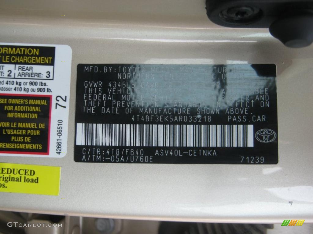 2010 Camry LE - Sandy Beach Metallic / Bisque photo #26