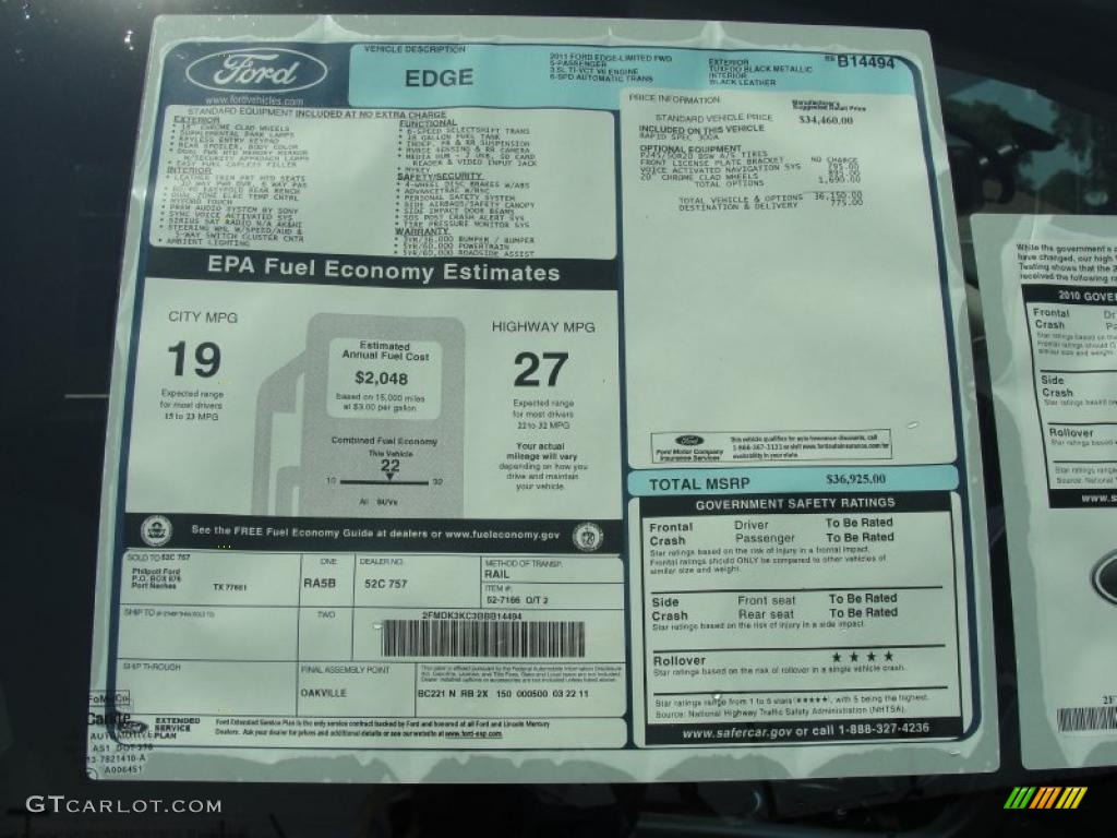 2011 Ford Edge Limited Window Sticker Photo #49117220