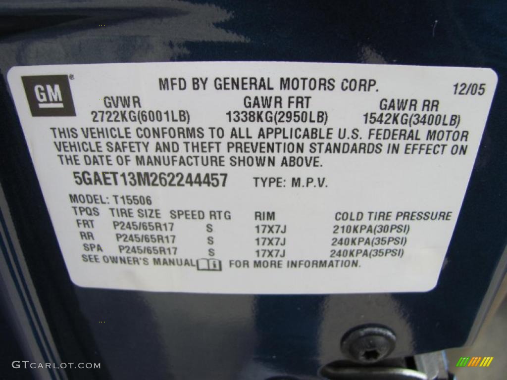 2006 Rainier CXL AWD - Deep Sapphire Blue Metallic / Cashmere photo #24