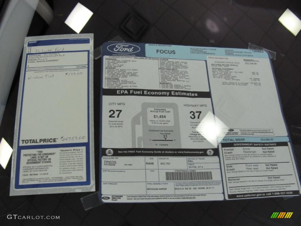 2012 Ford Focus Titanium 5-Door Window Sticker Photo #49126848