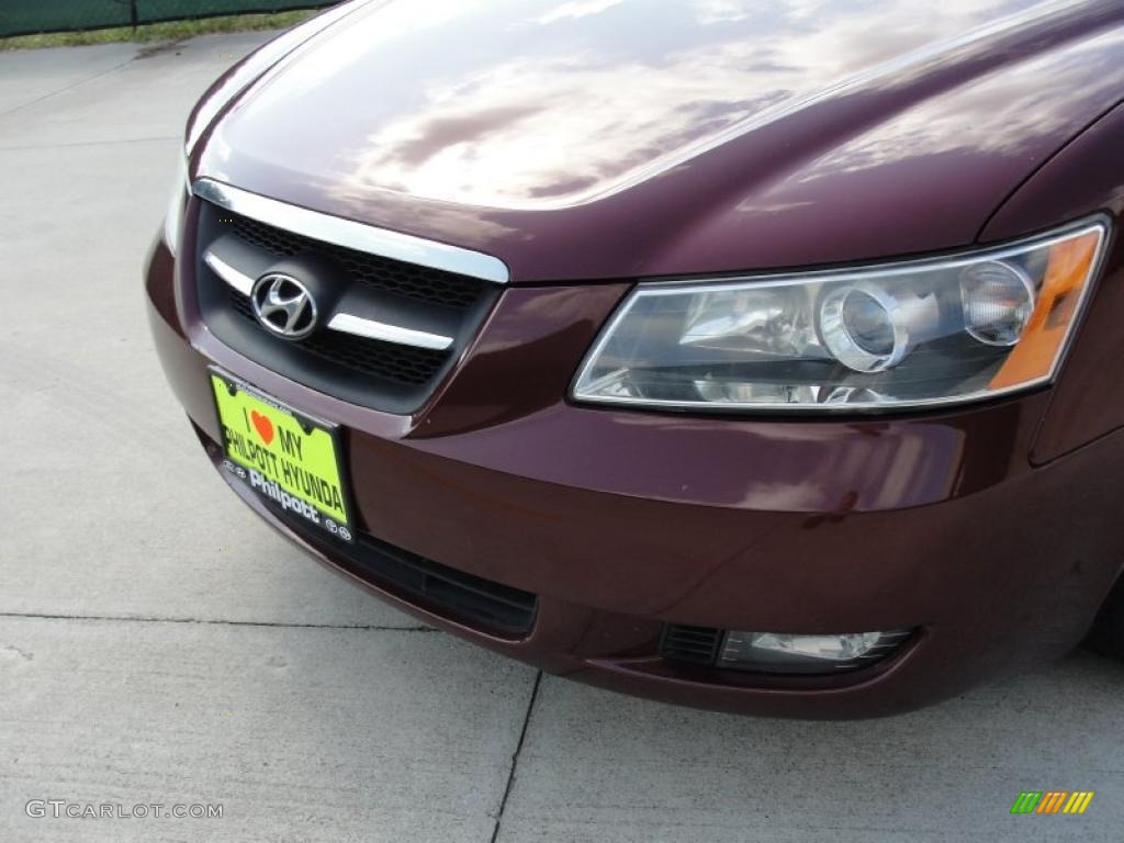 2007 Sonata Limited V6 - Dark Cherry Red / Gray photo #12