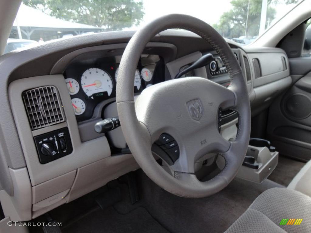 2002 Dodge Ram 1500 SLT Quad Cab Taupe Steering Wheel Photo #49128401