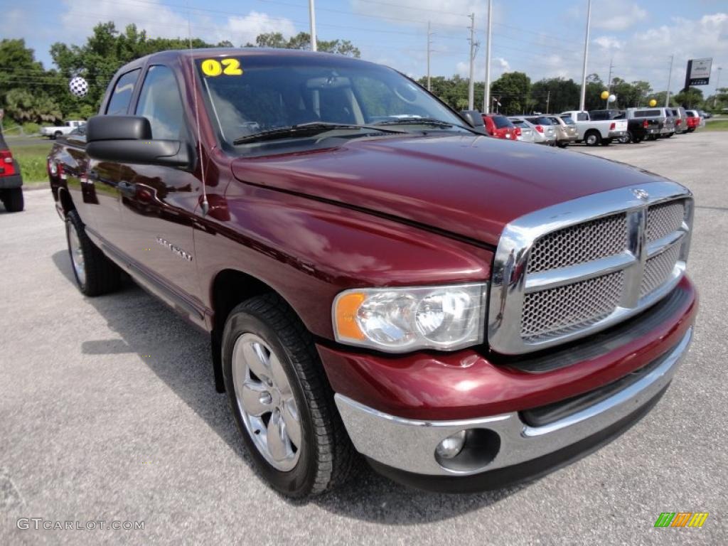 2002 Ram 1500 SLT Quad Cab - Dark Garnet Red Pearlcoat / Taupe photo #13