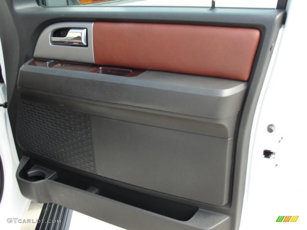 2010 Ford Expedition King Ranch Chaparral Leather/Charcoal Black Door Panel Photo #49128821