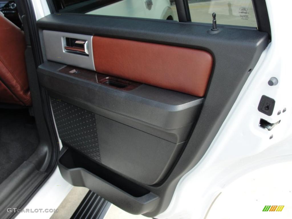 2010 Ford Expedition King Ranch Chaparral Leather/Charcoal Black Door Panel Photo #49128860