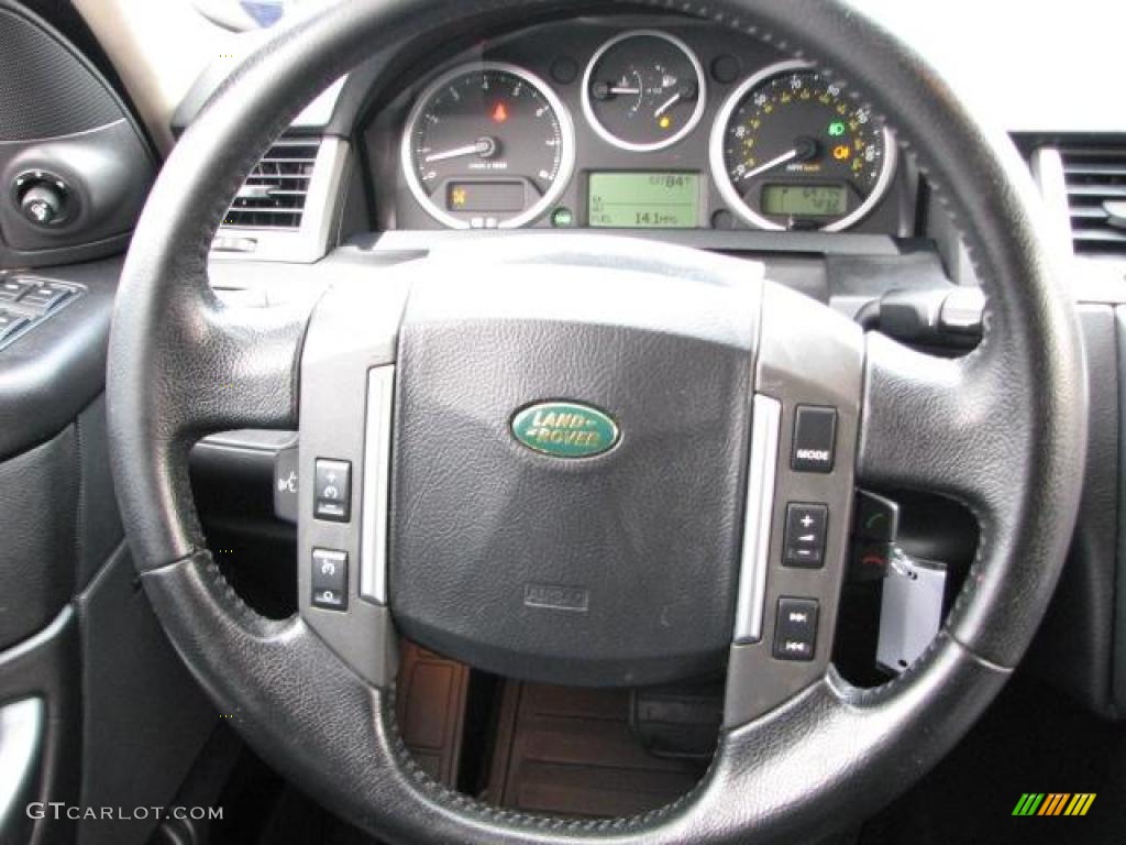 2007 Land Rover Range Rover Sport HSE Ebony Black Steering Wheel Photo #49129469